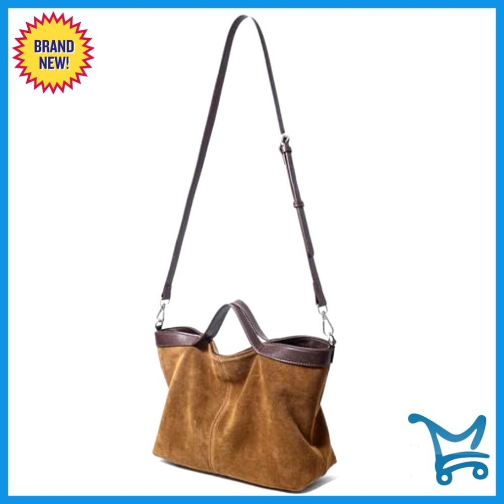 Suede Leather Shoulder Crossbody Bag Top Handle Purse - Picture 5 of 7